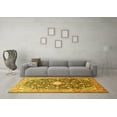 thumbnail image 3 of Ahgly Company Machine Washable Indoor Round Medallion Yellow Traditional Area Rugs, 4' Round, 3 of 4