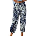 thumbnail image 3 of Pantalones anchos para mujer de cintura alta, pantalones holgados de lino de algodón elástico para mujer, pantalones anchos con bolsillo, 3 of 5