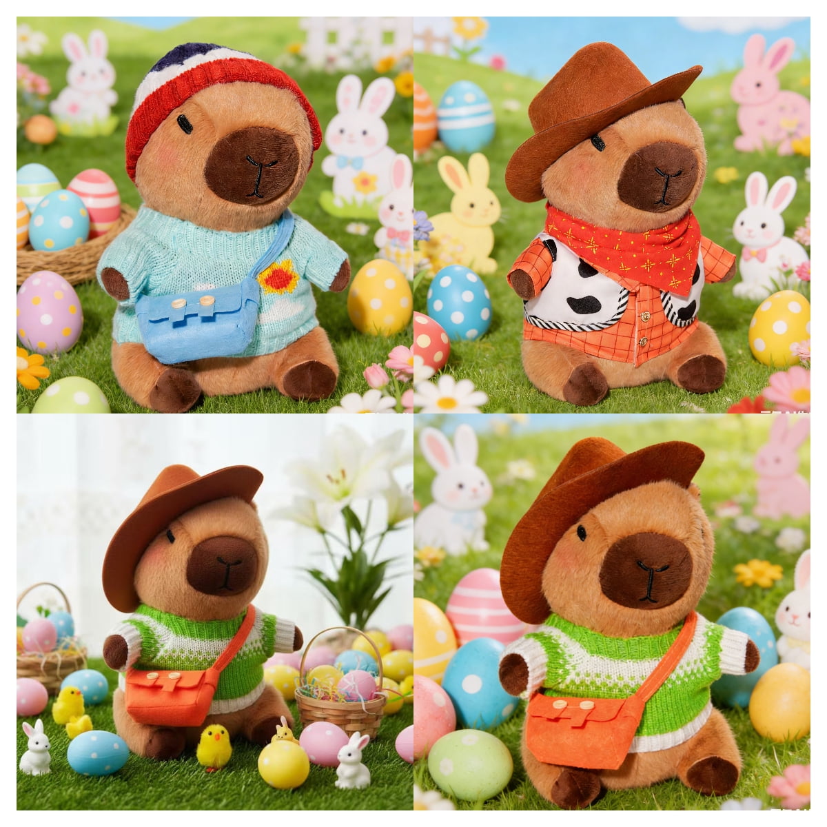 10.2 Inch Dress-Up Capybara Plush with Outfit Accessories, Cute Capybara Stuffed Doll with Hats, Sweaters, Bags , Soft Gift Plush for Room Decor