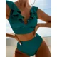 thumbnail image 5 of Bikini rosa con efecto Tie Dye para mujer, traje de baño Sexy con falda de malla y realce, conjunto de 3 piezas, cintura alta, 2024, 5 of 5
