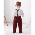 thumbnail image 4 of Disaur, traje formal para bebés y niños, camisa blanca, 3 piezas, pantalones rojos, 4 of 8
