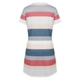 thumbnail image 4 of Diconna Color Block Striped V-neck Short Sleeve Dress with Drawstring Pocket, 4 of 7