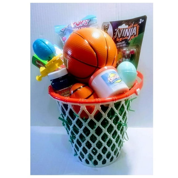 Sports Theme Gift Set for Happy Easter Birthday Holiday Basketball Premade Basket Egg Stuffers( Toys May Vary)