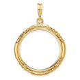 thumbnail image 3 of 14k Yellow Gold Quad Twist Edge Prong Setting Coin Bezel Pendant Mounting - Fits 22mm, 3 of 4