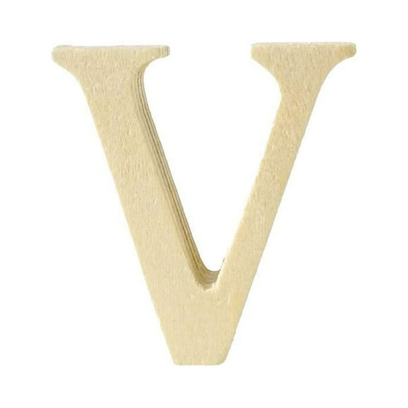 Pine Standing Wood Letter V, 2-Inch, 3-Count