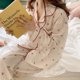 thumbnail image 3 of Pijamas de algodón para mujer, cárdigan de manga larga, sensación superior, se puede usar fuera del conjunto de traje residencial, primavera y otoño, novedad de 2022, 3 of 4