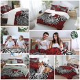 thumbnail image 5 of 3 Piece Red White Duvet Cover Set Full Size,Microfiber Comforter/Quilt Cover with Corner Ties and 2 Pillowcases,Abstract Black Chrysanthemum Flower Floral All Season Soft Bedding with Zipper Closure, 5 of 8