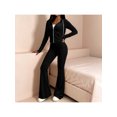 thumbnail image 6 of Zynoxe Womens Sweatsuits 2 Piece Set with Pockets Long Sleeve Zip Hoodie Top & Full Length Flare Pants Suit Comfy Velour Womens 2 Piece Outfits Versatile Solid Color Sweat Suits for Womens Black S, 6 of 7