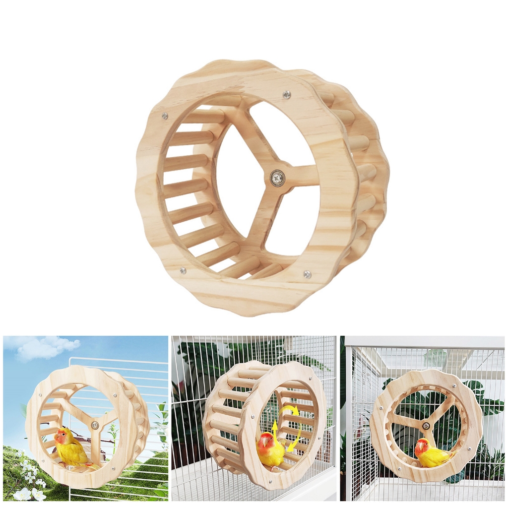 Birdcage Perch Rotating Wheel Toy Enriching Standing Wheel Pet Bird Supply