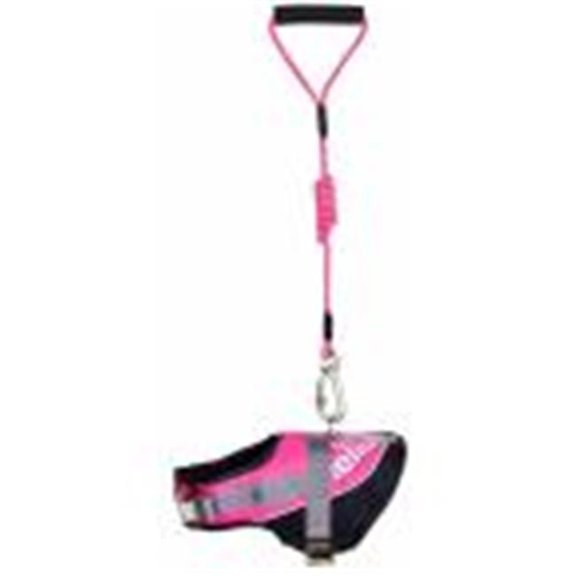 Pet Life  Helios Bark-Mudder Easy Tension 3M Reflective Endurance 2-In-1 Adjustable Dog Leash And Harness, Pink. Large