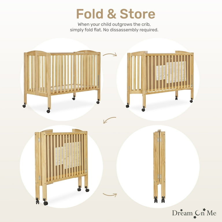 Dream On Me 2 in 1 Folding Full Size Crib Natural