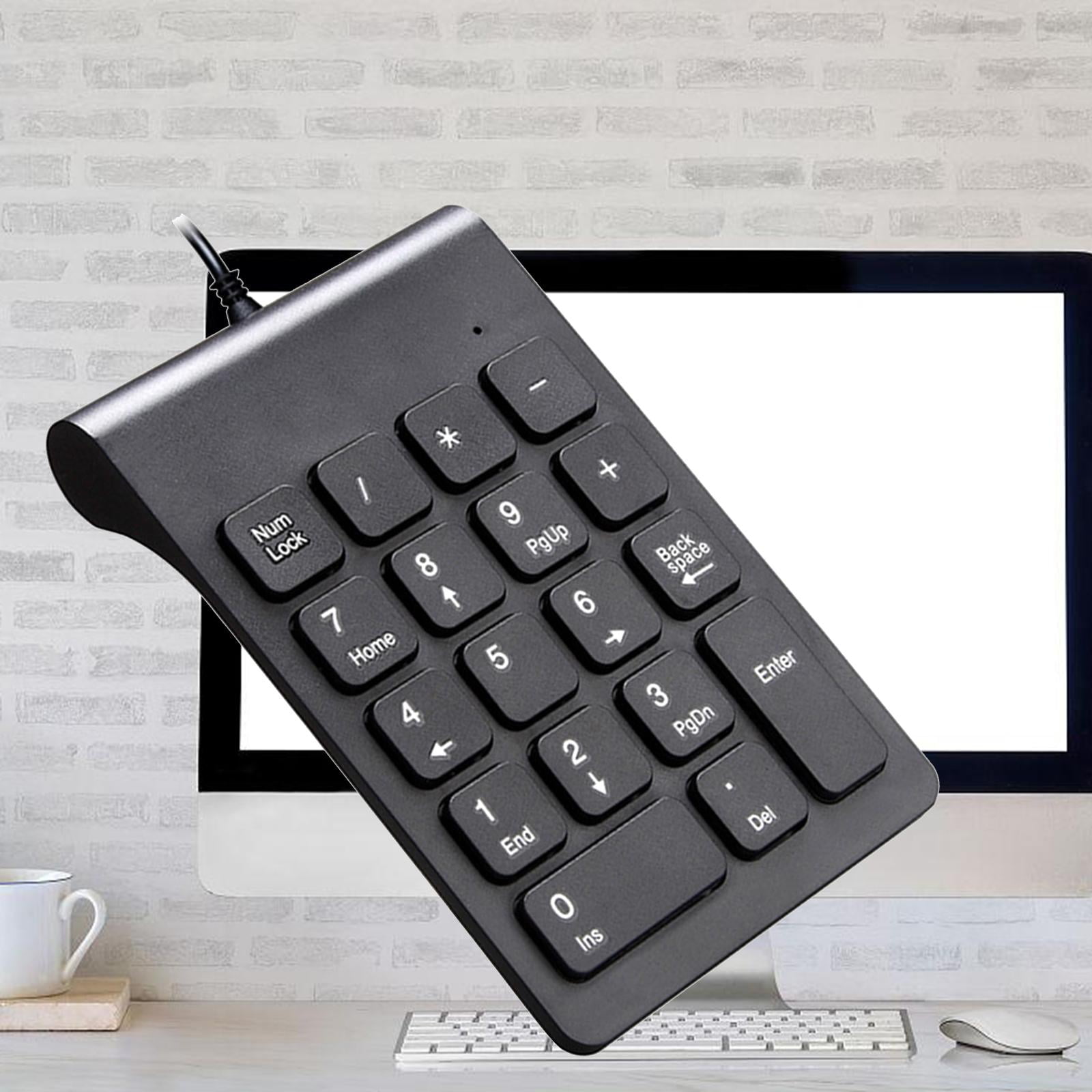 Wired USB Numeric Keypad 1 for Accounting Teller Notebook Compact Universal Non Slip Stylish Keyboard Black
