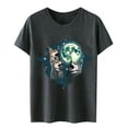 thumbnail image 4 of Wolf Print T-Shirt for Women Men Unisex Animal Graphic Tee Short Sleeve Casual Top Comfortable Shirt, 4 of 5