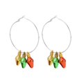 thumbnail image 1 of Pendientes de Navidad largos y exagerados de Papá Noel, sombrero de Papá Noel, bombilla, caja de regalo, pendientes, collar, accesorios de vacaciones, 1 of 4