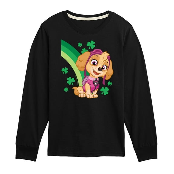 Nickelodeon - Paw Patrol - St. Patrick's Day - Skye with Clovers and A Rainbow - Toddler And Youth Long Sleeve Graphic T-Shirt