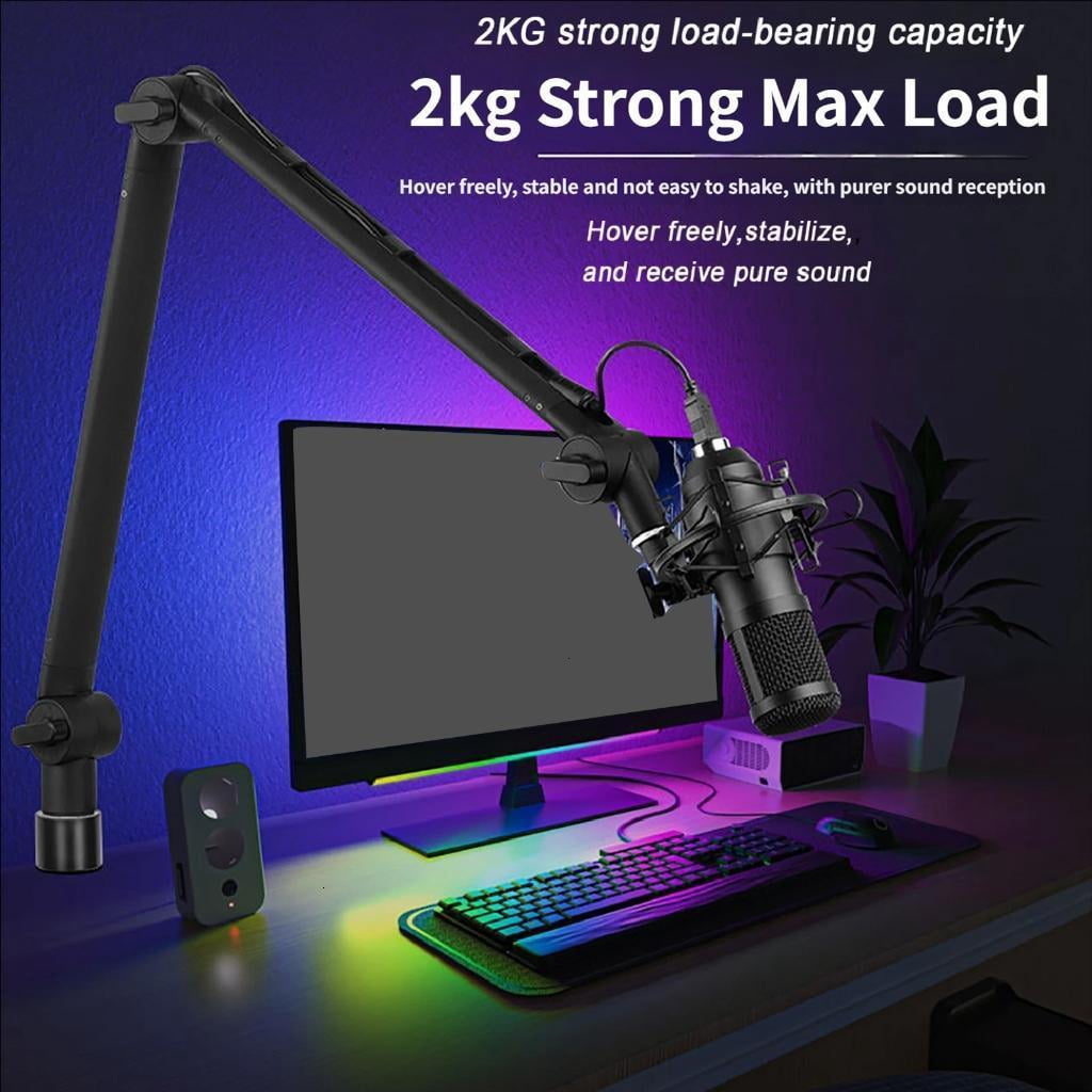 Foldable Microphone Suspension Scissor Arm With 39 Inch Reach And Built In Storage Tray For Content Creators
