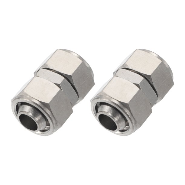 Conectores de aire de empuje únicos de Bargains 12mm / 1/2" Conector rápido de línea de aire de paso recto de cobre niquelado 2 piezas tono plateado
