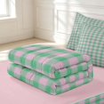 thumbnail image 6 of Manfei Classic Plaid Zipper Full Size Comforter Sets with Fitted Sheet and 2 Pillowcases,Vintage Checkered Zipper Bedding Set,Pink Green,Pink Reversible,4pcs, 6 of 8