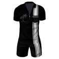 thumbnail image 2 of Vedolay Mens Short Sets Men's Two Piece Summer Short Sleeve Zipper Music Printed Shirt and Shorts Sets,Black 4XL, 2 of 3