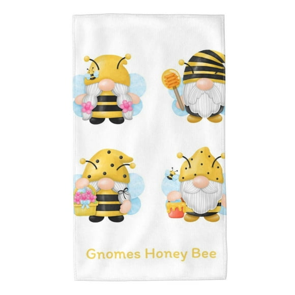 Balery Gnomes Honey Bee Toalla de Microfibra Premium con Estampado – 27.5x16 pulgadas, Alta Absorción, Suave y Aterciopelada, Secado Rápido