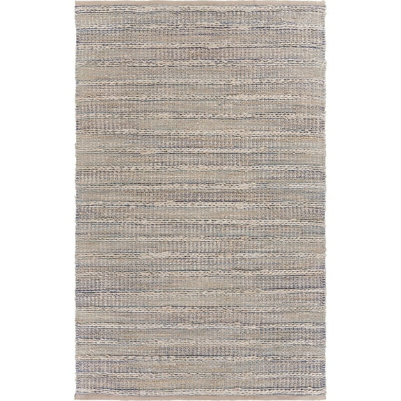 Laddha Home Designs 5' x 7.75' Blue and Beige Braided Hand Loomed Rectangular Area Throw Rug