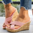 thumbnail image 2 of Dakaela Women's Platform Wedge Sandals Cork Wedges Heels Slip on Espadrille Slides Comfortable Open Toe Casual Dressy Summer Beach Shoes Size 6-10, 2 of 9