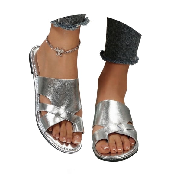 Bibifish Womens Slide Sandals Thin Strap Low Heel Open Toe Sandals Elegant Casual Summer Shoes