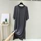 thumbnail image 2 of Faldas de Verano para Mujeres de Longitud Media Delgada Suelta Vestido de Cuello Redondo con Hendidura, Falda de Tela Estirable de Cuatro Vías para Desgaste Casual, Diario Y de Primavera, 2 of 3