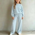 thumbnail image 4 of ITSAME Girls 2 Piece Knit Cotton Sweater Set Long Sleeve Crewneck Pullover and Wide Leg Pants Outfit Size 13, 4 of 5