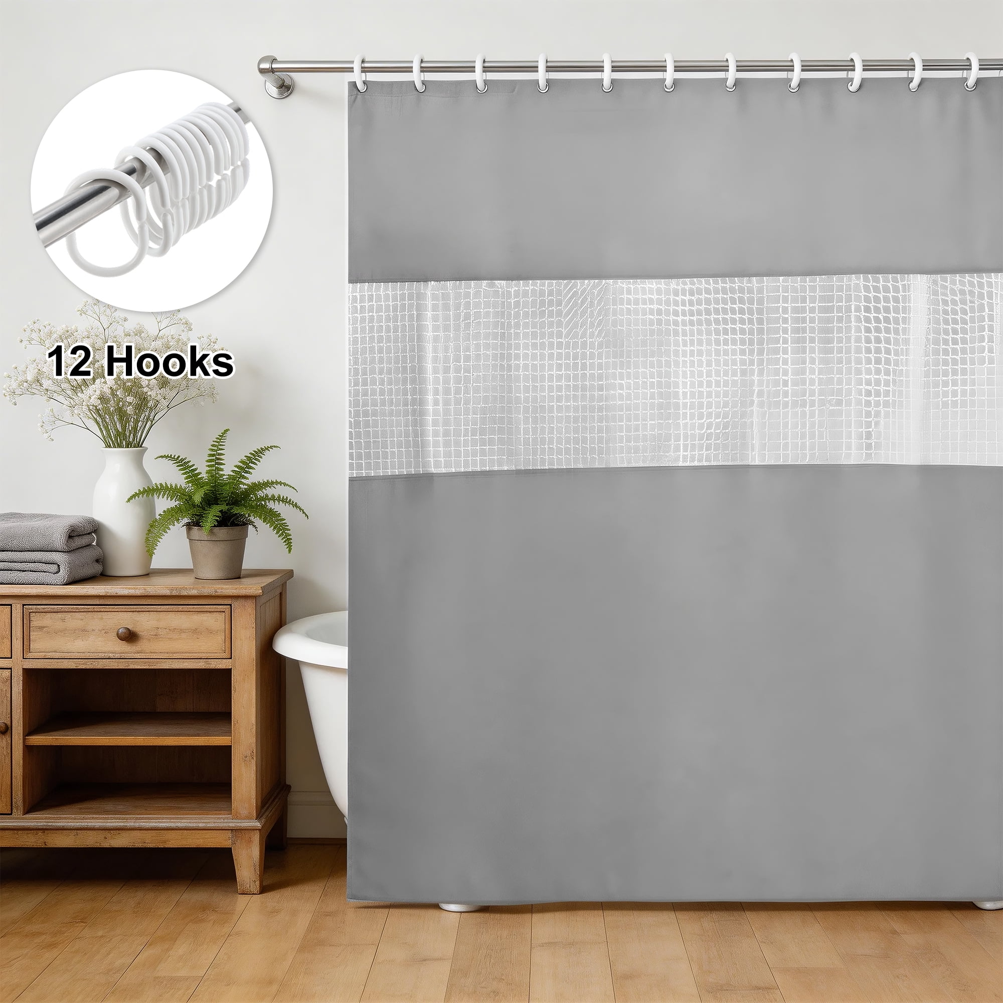 Unique Bargains Patchwork Shower Curtain 70.87x70.87 Inches One Set for Bathroom Dark Gray