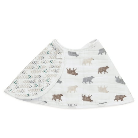 aden + anais 100% Cotton and Muslin Burpy Drool Baby Bib, Bear, 1pk, Boys