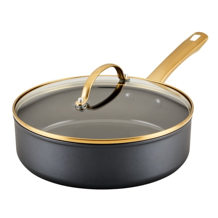 Farberware Forged Induction Ceramic Nonstick Saute Pan with Lid, 3 Quart, Black