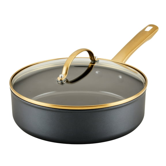 Farberware Forged Induction Ceramic Nonstick Saute Pan with Lid, 3 Quart, Black