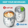 thumbnail image 4 of 12oz Stemless Wine Tumblers Blue Christmas Snowflake Pattern Vacuum Insulated Stainless Steel Travel Tumbler Cups Mug with Lid and Straw for Champaign,Cocktail,Beer with Cleaning Brush, 4 of 5