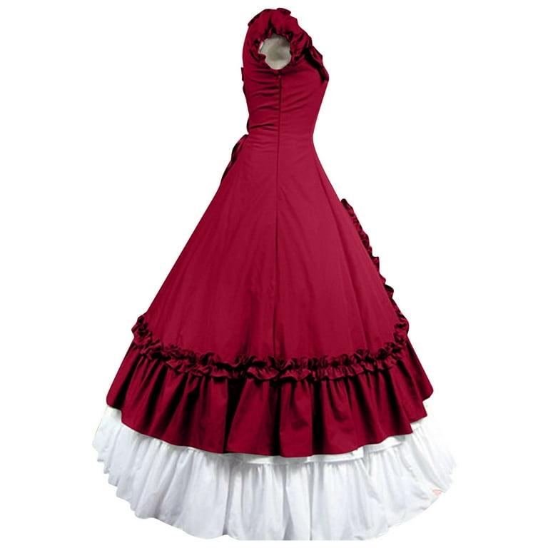 ZQUUVOU Women's Gothic Victorian Dress Vintage Civil War Ball Gown  Masquerade Dresses A-Red - Walmart.com