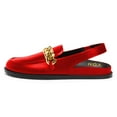 thumbnail image 3 of YDN Women Round Toe Chains Slingback Flats Elastic Strap Heeled Loafers Casual Daily Dress Walking Shoes Size 4 Red, 3 of 4