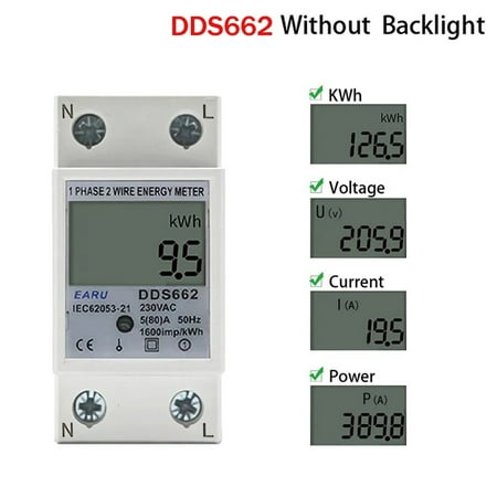 

Single Phase LCD Digital Energy Meter Voltage Current Power Consumption Counter