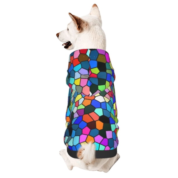 Balery Colorful Tie Dye Stained Glass 2 Sudadera con Capucha para Perros Pequeños – Ropa para Mascotas, Disfraz para Perros y Gatos, Ideal para Fiestas y Cosplay-X-Large
