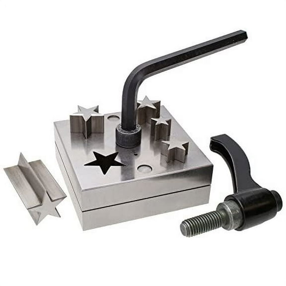 The Beadsmith Steel Star Disc Cutter with 5 Punches, Die, Lever and Box. Tool for Cutting Accurate Stars from: 7/16" to 7/8" Inches Using a Soft Metal Sheet up to 20 Gauge and Thinner