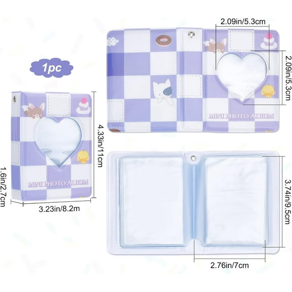 1pc PVC 1pcs 3 Inch Photocard Album Mini Photo Album Love Heart Hollow Photocard Id Holder Book Photocard Binder Card Sleeves 40 Pockets with Cloud Pattern for Collecting Photos(Purple)