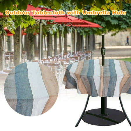 Outdoor Tablecloth With Umbrella Hole, 72 Round Tablecloth With Umbrella Hole