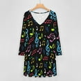 thumbnail image 4 of Colorful Music Symbols Long Sleeve Dresses For Women Vintage Elegant Party Dress Oversized V-neck Dress S-8XL, 4 of 7