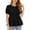 V649 Black, variant on Womens Tops Short Puff Sleeve Lightweight Solid Color Crew Neck Blouse Fashion Comfort Tee Black L