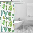 thumbnail image 2 of Shower Curtain, Cactus Pattern Waterproof Fabric Plastic Shower Curtain, Drying Fast Bathroom Curtain with 9 Buttonholes, Ruffle Shower Curtain 60x72in, 2 of 8
