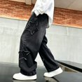 thumbnail image 5 of YunPes Boys Trendy Baggy Denim Pants Frayed Star Patch Wide Leg Jeans Vintage Y2K Casual Trousers Teen Harajuku Grunge Jeans, 5 of 6