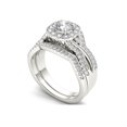 thumbnail image 2 of 1-1/4 Carat T.W. Diamond Criss-Cross Shank Halo 14kt White Gold Engagement Ring Set, 2 of 5