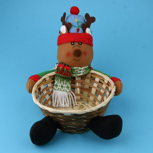 Canasta de almacenamiento de dulces navideños, soporte , vacaciones de Navidad, año de nuevo, decoración para hogar Ciervo Macarena Canasta de almacenamiento de dulces navideños
