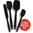 Culinary Couture 4Pc Kitchen Spatula Set Silicone Utensils for Cooking, Black