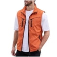 thumbnail image 2 of YueHuiYing Men's Casual Loose Fit Multi Pocket Functional Stand Collar Vest Stylish Outdoor Emergency Volunteer Workwear Zippered Jacket For Hiking Camping And Daily Use, 2 of 6