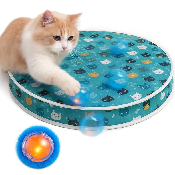 Alfombra de juego interactiva para gatos con bolas de movimiento y luces LED